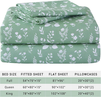 Viviland Floral Queen Sheet Set - 4 Piece Vintage Pink & Yellow Flower Patterned Bed Sheets - Soft, Breathable Microfiber Sheets with Deep Pocket, Non-Slip Fitted Sheets & Pillowcases