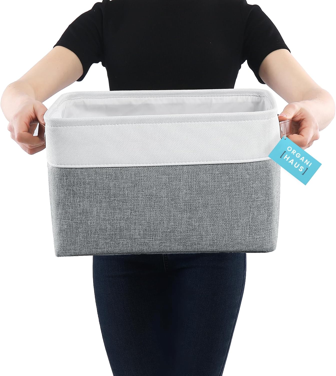 OrganiHaus Large Fabric Storage Baskets for Shelves 3 Pack, 15x11in Closet Storage Bins for Shelves, Cloth Baskets, Fabric Storage Cubes, Linen Closet Organizers, Fabric Basket, White Basket