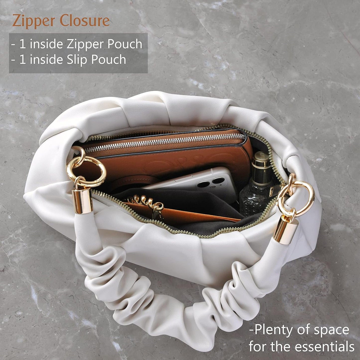 Cloud Pouch Bag Women Shoulder Handbag Soft Vegan Leather Vintage Hobo Chain Cross body Bag