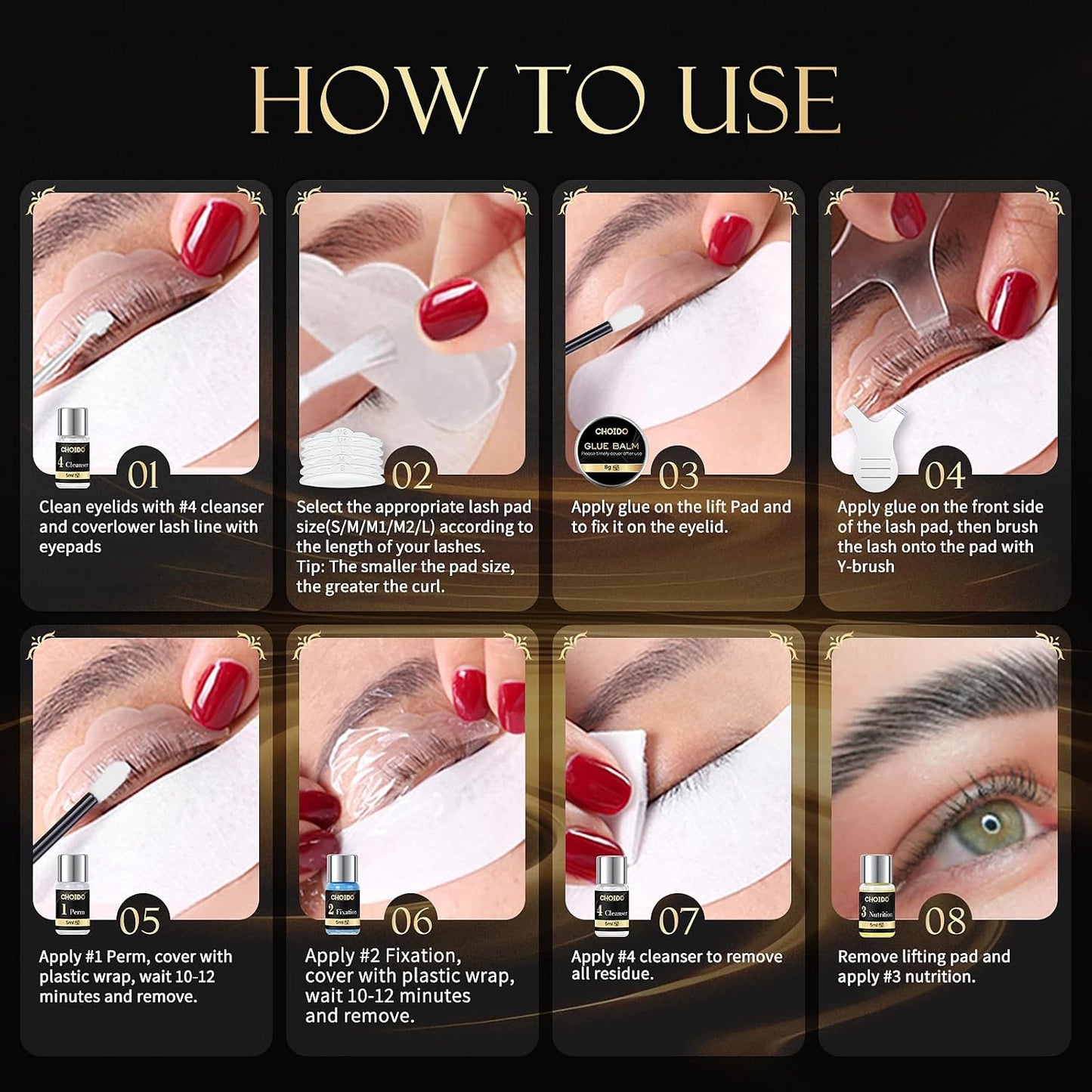 Eyelash Perm Kit, Lash Lift Kit, Eyebrow Lamination Set, Curling Lash Extension & Eyebrow Lift, Suitable for Salon & Home Use, Lasts For 6-8 Weeks (Black)