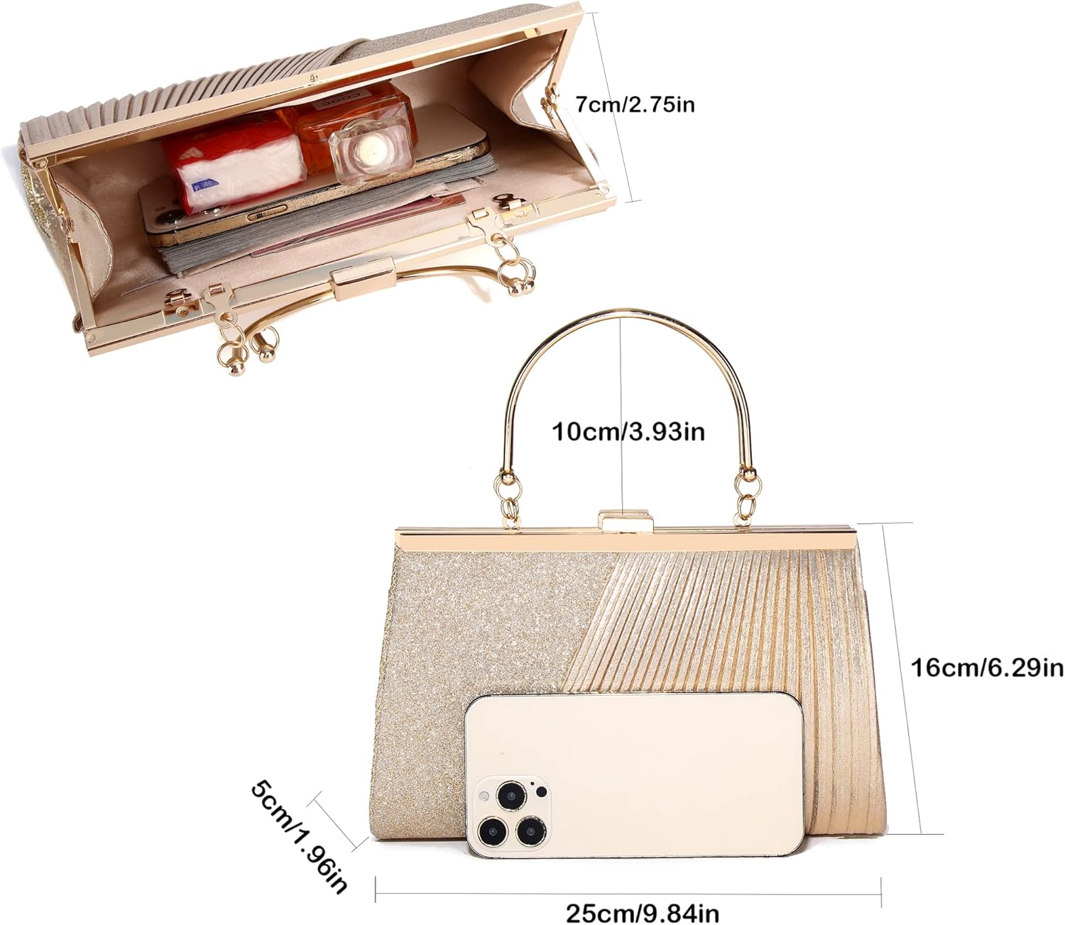 MUDUO Rhinestone Clutch Purses for Women Purses and Handbags Formal Wedding Party Prom Purse Money Bags - PuriLite