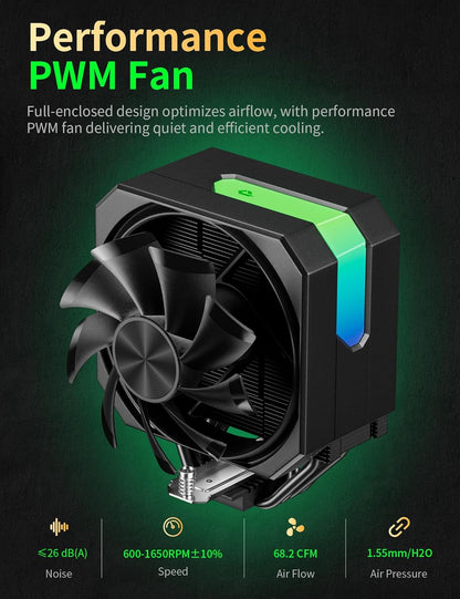upHere White Dual-Tower 5V ARGB CPU Air Cooler, 6×Ф6mm Heatpipes,Dual PWM Fan Computer Cooling,TDP 265W, Intel LGA2066/2011/1700/1851/1200/115X; AMD AM4/AM5 (158mm in Height) up2TC6
