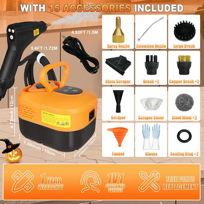 15-IN-1 Steam Cleaner Handheld6 Level Powerful Steam-2800W Powerful Motor