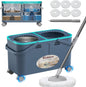 Mop and Bucket with Wringer Set, Clean & Dirty Water System, Floor Mop with 360° Swivel Wheels, 61" Handle, 6 Reusable Mop Heads for for Wood, Tile, Vinyl, Baseboards - Grey/Blue