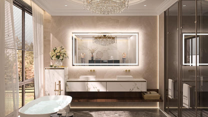 TETOTE 28 Inch Round LED Bathroom Vanity Mirror, Anti-Fog Dimmable Lights IP54 Waterproof Circle Makeup Wall Mounted Mirror