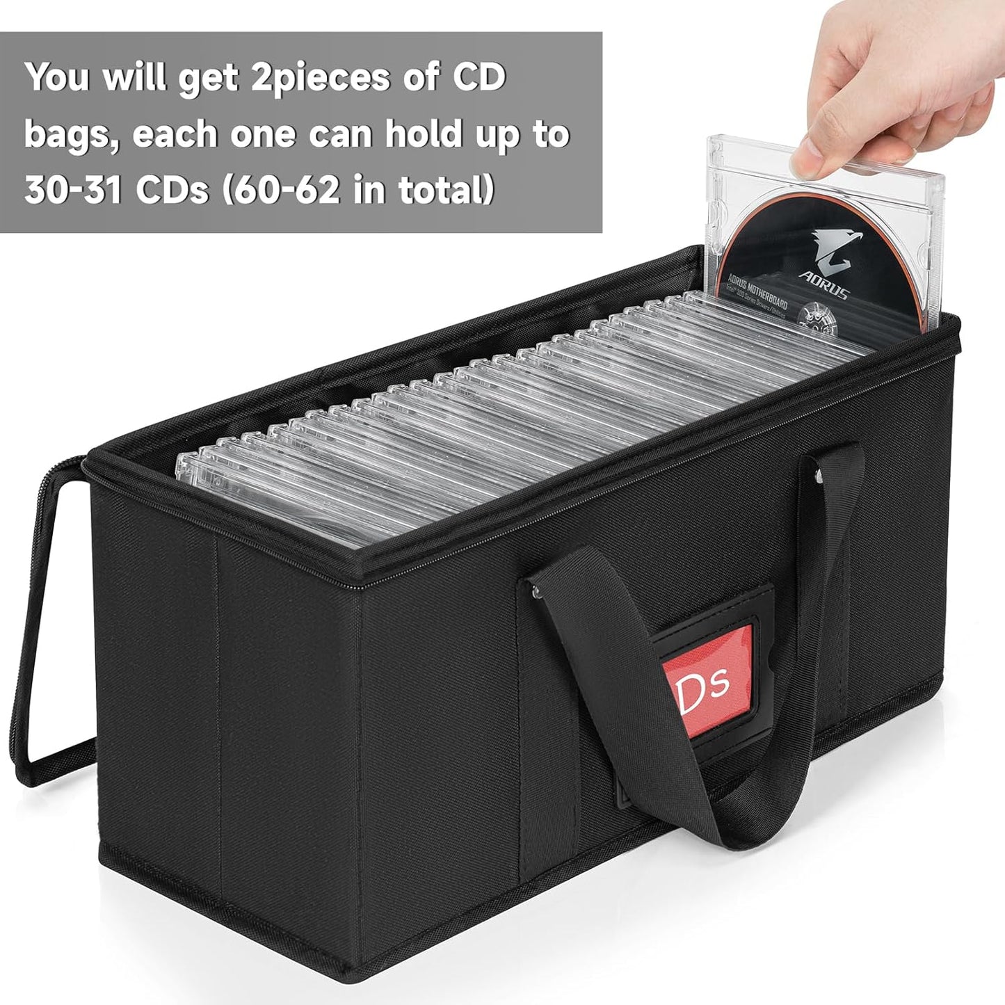4 Pack-DVD Storage Boxes, PVC Clear Lid, DVD Case Holder Organizer with Index Labels-15.4"x 5.5"x 7.9" DVDs Storage Holder Bags for DVDs, CDs, Video Games, Books, Each Hold up to 25 DVDs Jewel Cases