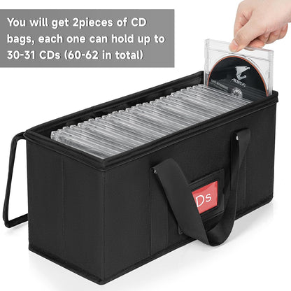 4 Pack-DVD Storage Boxes, PVC Clear Lid, DVD Case Holder Organizer with Index Labels-15.4"x 5.5"x 7.9" DVDs Storage Holder Bags for DVDs, CDs, Video Games, Books, Each Hold up to 25 DVDs Jewel Cases