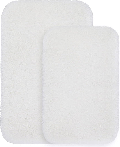 Bathroom Rugs Set 2 Pieces - Bath Rugs Ultra Soft Absorbent Non-Slip Fluffy Thick Microfiber Cozy Bath Mats Set for Tub Shower Bathroom Floors Accessories, 20"x32" & 16"x24" Set of 2 (Beige)