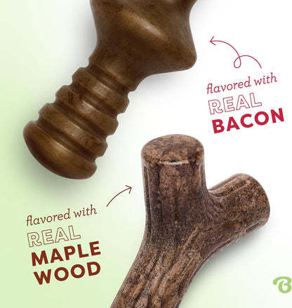 Benebone 4-Pack Durable Dog Chew Toys for Aggressive Chewers, Real Flavors, Made in USA, Medium