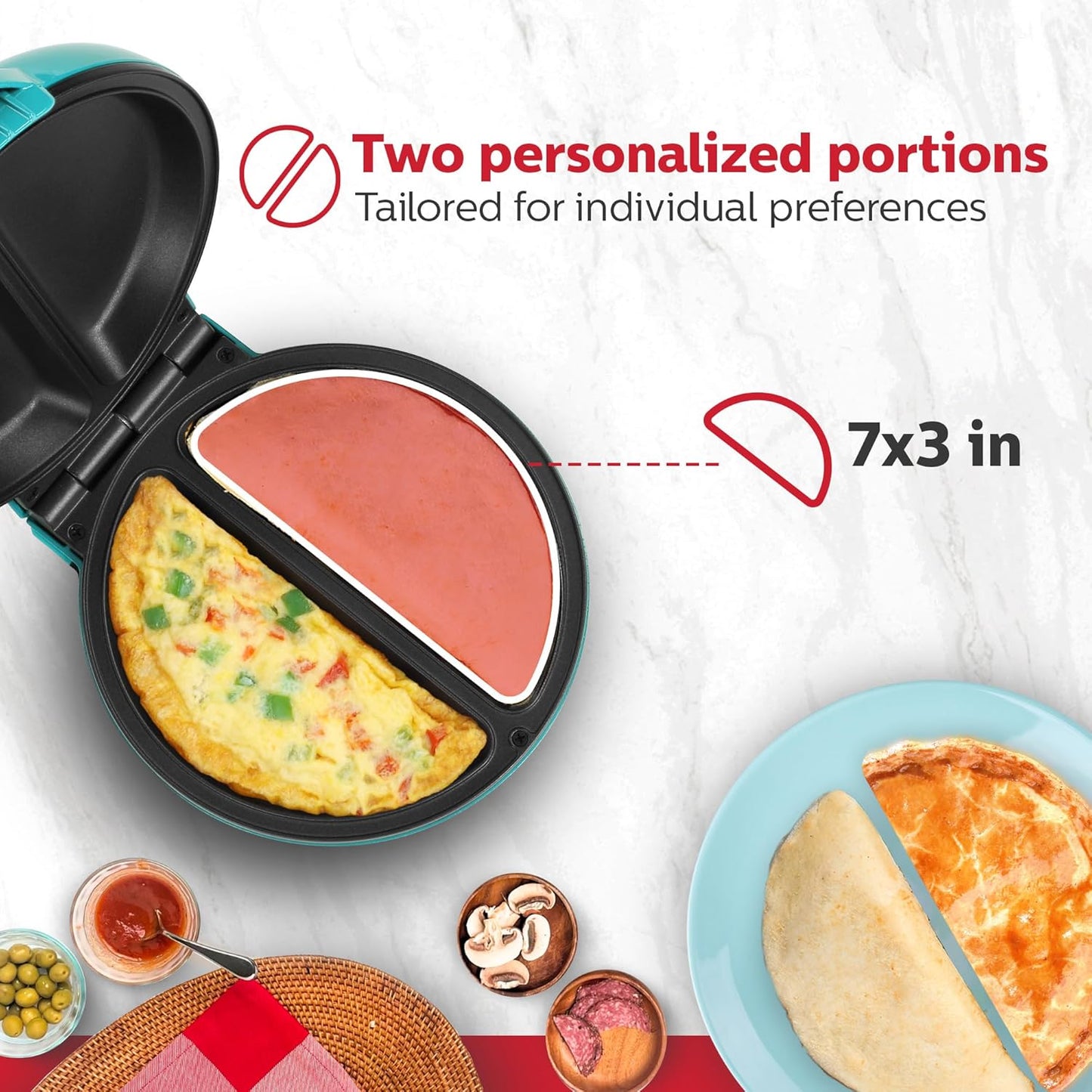 Holstein Housewares Non-Stick 6-Section Multi-Food Maker - Arepas, Mini Pancakes, Corncakes and More, 6-PC, Red/Black