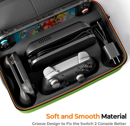 COOWPS Case for Nintendo Switch 2, Hard Shell Full Protection All-in-One Travel Case with 4pcs Thumb Grip Caps & 20 Game Card, Slots Soft Lining Carrying Case for Switch 2 Accessories Pro Controllers