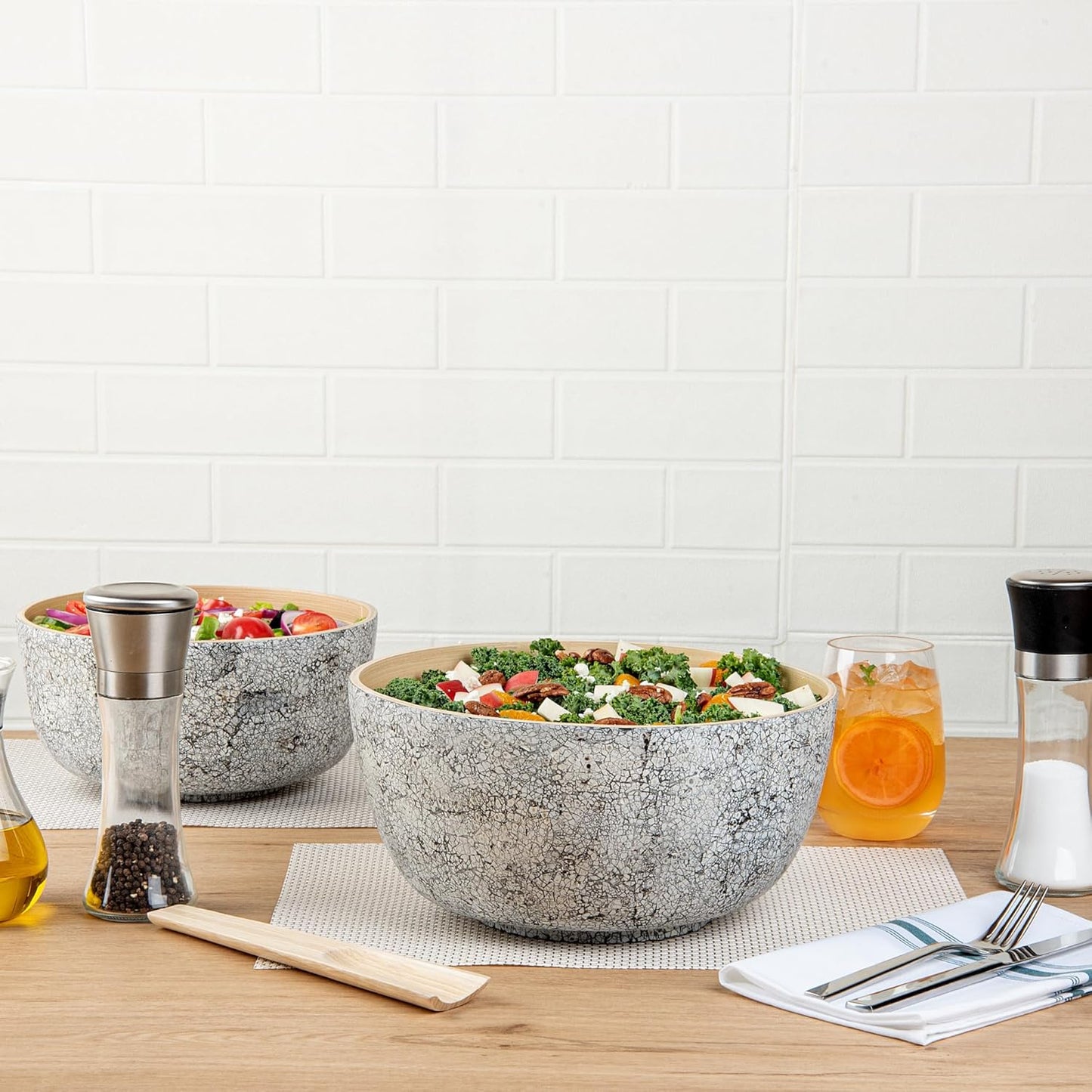 Restaurantware-Bambuddha 15 Ounce Small Salad Bowl, 1 Heavy-Duty Round Salad Bowl - Sustainable, Reusable, Black Bamboo Serving Dish, for Serving Salads, Fruits, and Appetizers