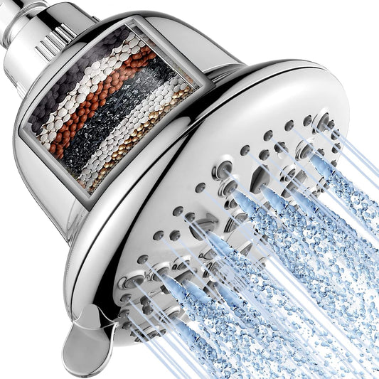 Cobbe Filtered Shower Head, 7 Spray Modes, 16 Stage Filter for Hard Water, Chrome Finish - PuriLite