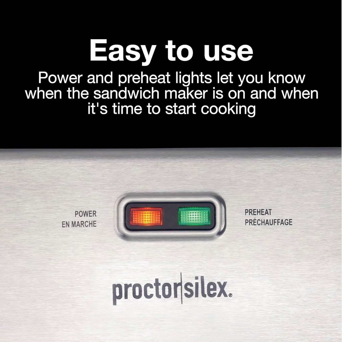 Proctor Silex Deluxe Hot Sandwich Maker, Nonstick Plates, Stainless Steel (25415PS) - PuriLite