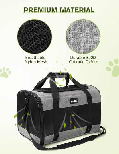 Pecute Cat Carrier Dog Carrier up to 15lbs，Pet Carrier for Cats and Puppies with Foldable Bowl, Soft-Sided Bag with Breathable Mesh, Suitable for Long and Short Trips Travel Camping Outdoor