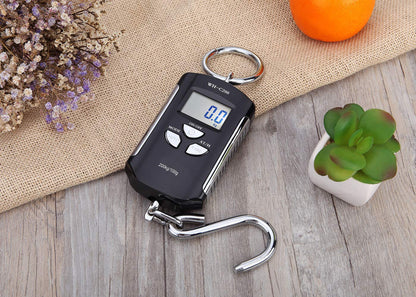 Klau Portable Mini Crane Scale 200 kg / 400 lb Heavy Duty Digital Scales LCD Display with Backlight for Home Farm Market Fishing Hunting Black and Red
