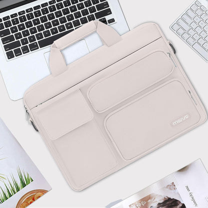 MOSISO Laptop Bag 16 inch, 15-15.6 inch Computer Shoulder Bag Compatible with MacBook Air 15 M4 M3 M2/Pro 16 M4 M3 M2 M1, Notebook &2 Raised&1 Flapover&1 Horizontal Pocket&Handle&Belt, Pink - PuriLite