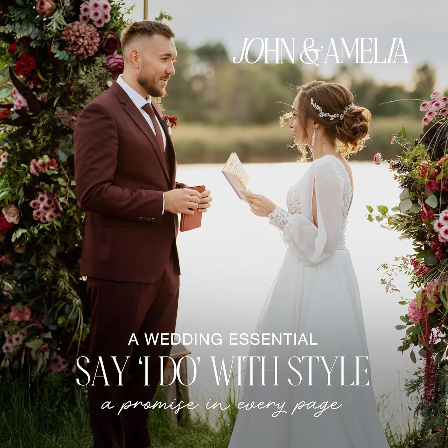 Wedding Vow Books His and Hers – Perfectly Sized, Hardcover Vow Booklets with Gold Foil Lettering – Vows Book Her & Him, Wedding Essentials Idea, Wedding Registry Gifts (Black Ivory, Gold)