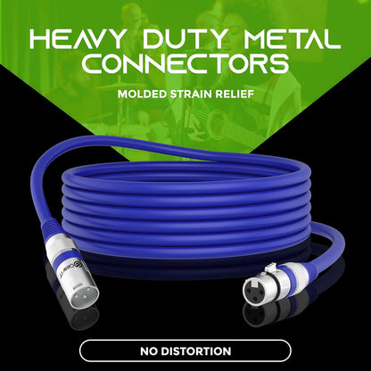 GEARit XLR Male to Female Microphone Cable (10 Feet, 6-Pack) 3-Pin Balanced Shielded Mixer, Recording Studio, Podcast - Black