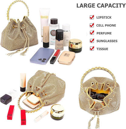 Rhinestone Purse for Women Sparkly Rhinestone Bag Evening Bag Silver Clutch Purses Bling Crossbody Bags for Women