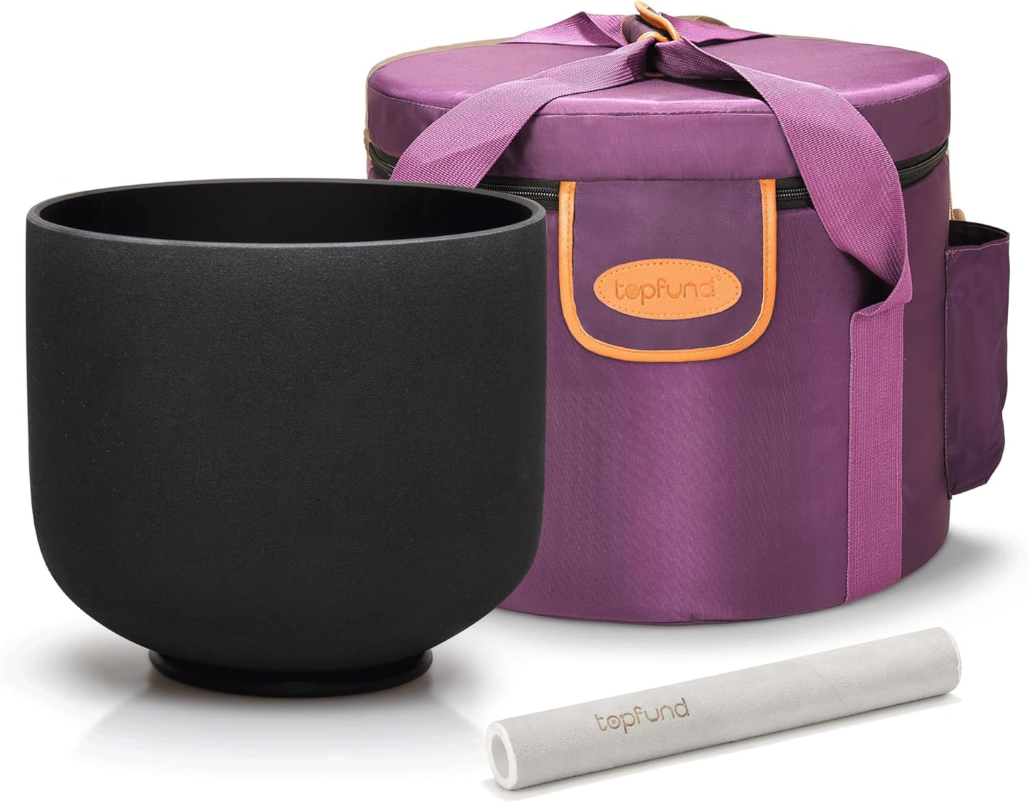 TOPFUND F Note Crystal Singing Bowl Heart Chakra 8 inch with Heavy Duty Carrying Case and Suede Striker