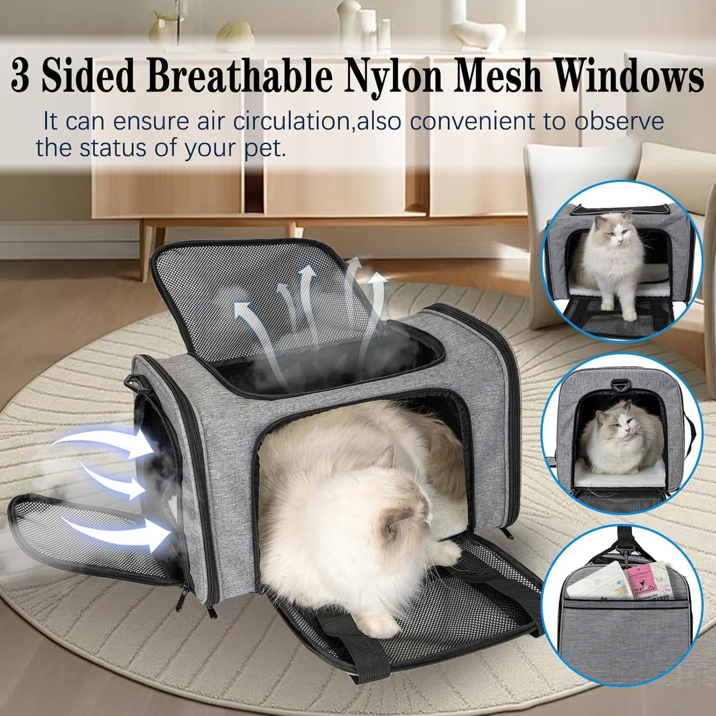 Top tasta Dog Cat Carrier Pet Carriers for Small Medium Large Cats Dogs Carrier Soft Sided Small Puppy Dog Carrier Portable Foldable Airline Approved Dog Cat Travel Carrier Grey Medium