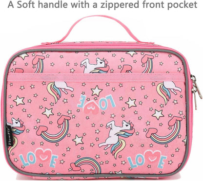 FlowFly Kids Lunch Box Insulated Soft Bag Mini Cooler Back to School Thermal Meal Tote Kit for Girls, Boys, Black
