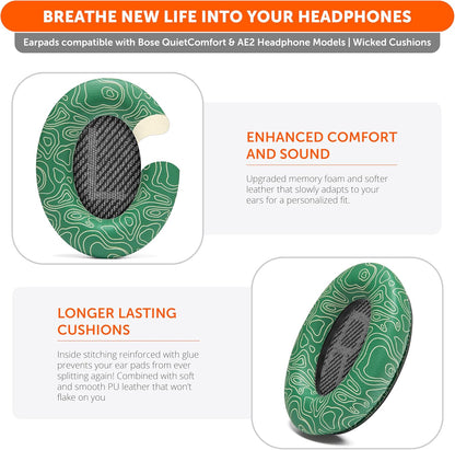 WC Wicked Cushions Upgraded Replacement Ear Pads for Bose QC35 & QC35ii (QuietComfort 35) Headphones & More - Softer Leather, Luxurious Memory Foam, Added Thickness, Extra Durability | Midnight Blue