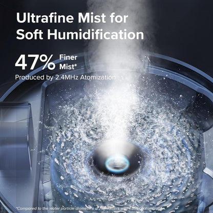 3L Cool Mist Humidifier for Bedroom and Large Room Top Fill Quiet Ultrasonic Humidifier with 360 Degree Nozzle for Nursery Home and Plants - PuriLite