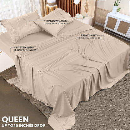Utopia Bedding Queen Bed Sheet Set - 4 Piece Bedding - Soft Brushed Microfiber Fabric - Shrinkage & Fade Resistant - Easy Care (White)