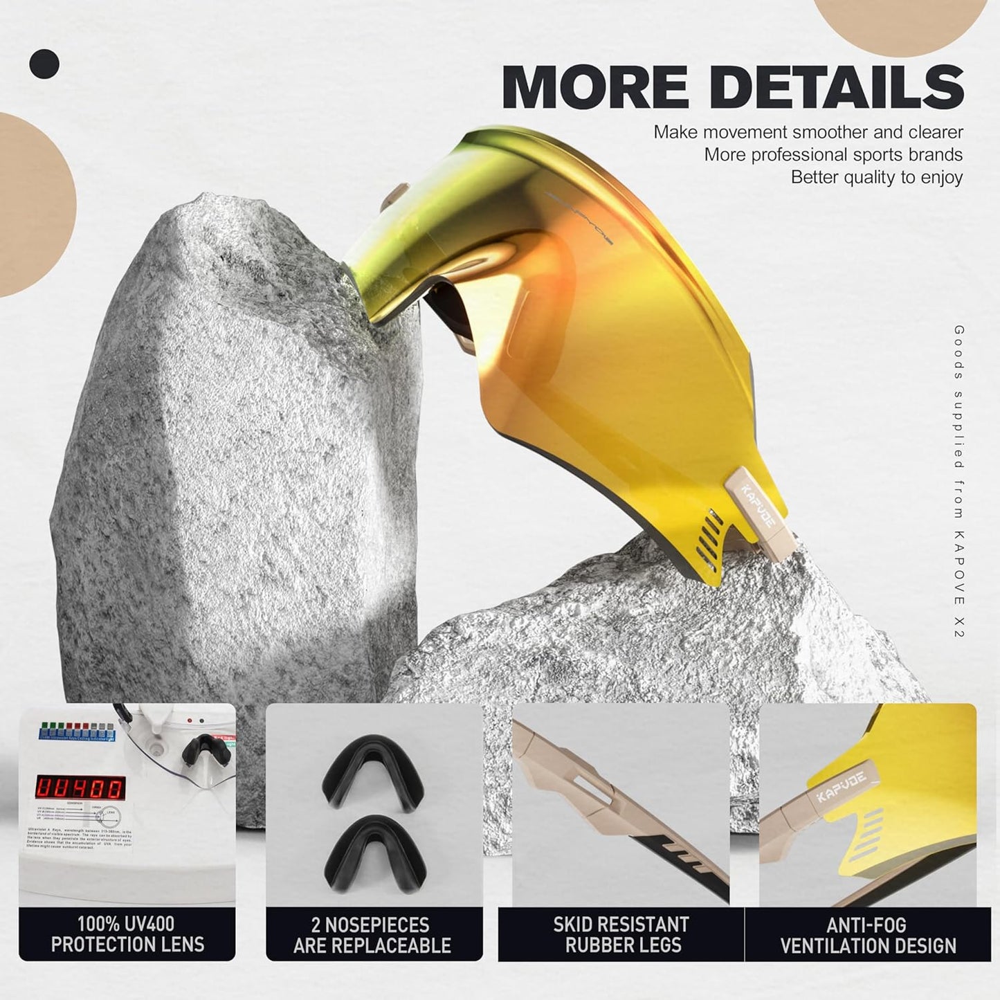 KAPVOE Sports Sunglasses Men Women Cycling Glasses Running Fishing Golf MTB Outdoor