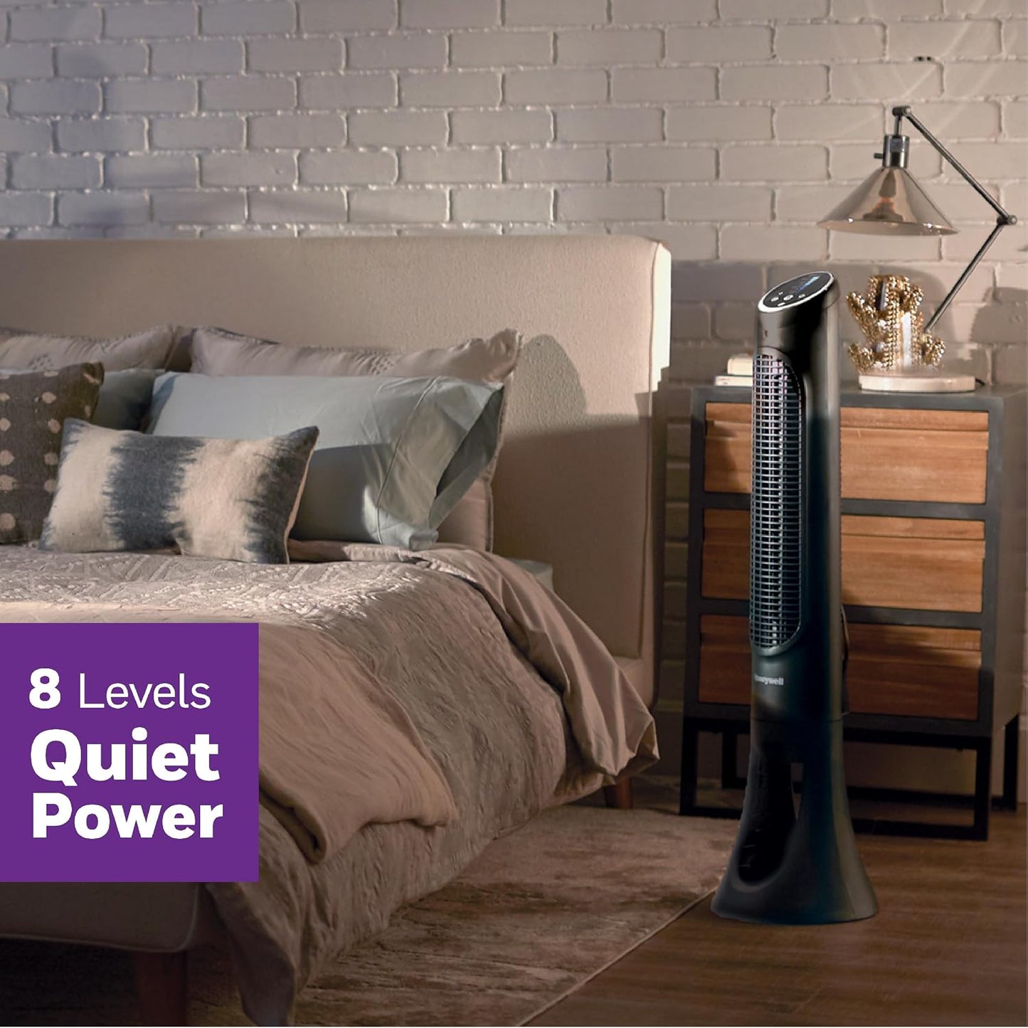 Honeywell HYF290B Quietset 8-Speed Whole-Room Tower Fan, Black