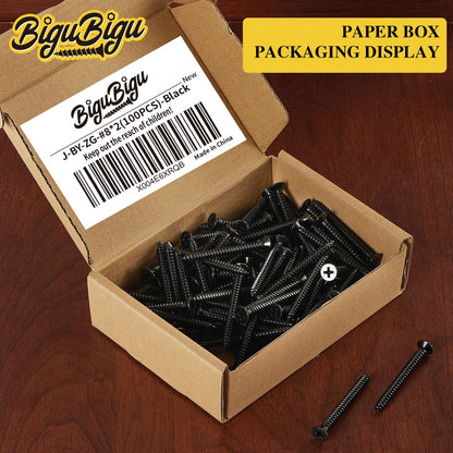 #4 * 2" Wood Screws, Flat Head Phillips Black Stainless Steel, 100Pcs Corrosion Resistant for Wood, Drywall Applications, and Outdoor Use