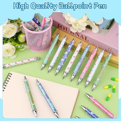 24 Pcs Nurse Pens Bulk Nurses Week Gift Funny Lovely Cartoon Ballpoint Black Ink Retractable Nursing Pen Nurse Day Gifts Party Favors Appreciation Gift for Women Men Doctor Teachers Medical Assistants