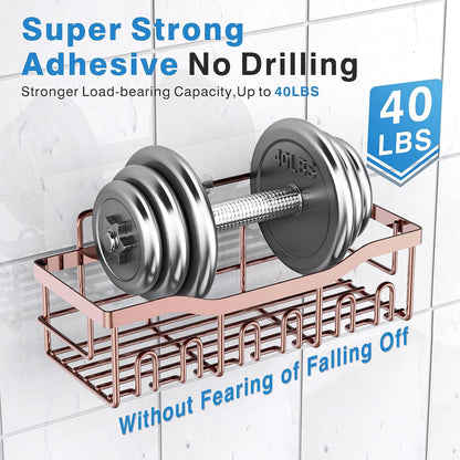 EUDELE 5-Pack Rustproof Stainless Steel Shower Caddy – No Drill Adhesive Bathroom Organizer with Large Capacity, Spacious Shower Shelves for Inside Shower, Kitchen & Home Decor Storage
