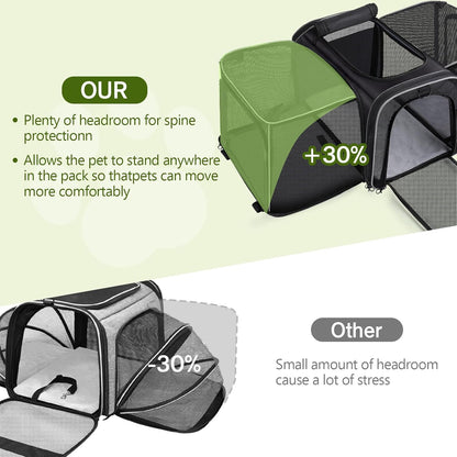 Pecute Cat Carrier Expandable 47x34x33cm, Dog Carrier Foldable, Pet Carrier with Breathable Mesh for Small to Medium Cats and Dogs, Used for Traveling, Camping, Going to The Vet Gray