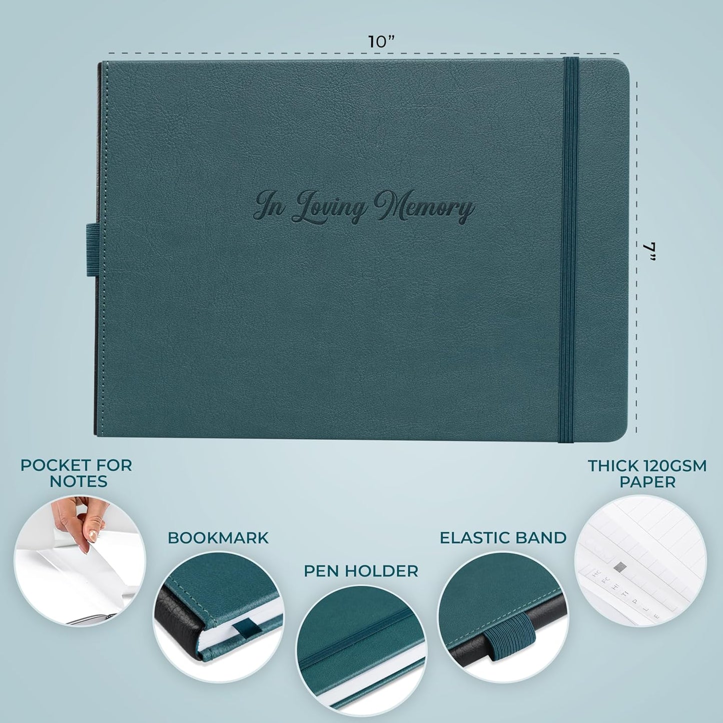 Skyline Funeral Guest Book for Memorial & Funeral Services – in Loving Memory Guest Sign in Book for Funerals – 738 Guest Entries with Name & Address, 129 Pages, Hardcover, 10x7″ (Purple) - PuriLite