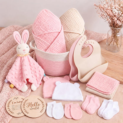 16 Pcs Baby Girl Basket Gift Set Newborn Supply Essentials Stuff