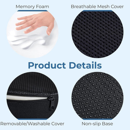 5 STARS UNITED Seat Cushion for Desk Chair - Tailbone, Coccyx Sciatica Pain Relief - Wheelchair Cushions, Black Mesh