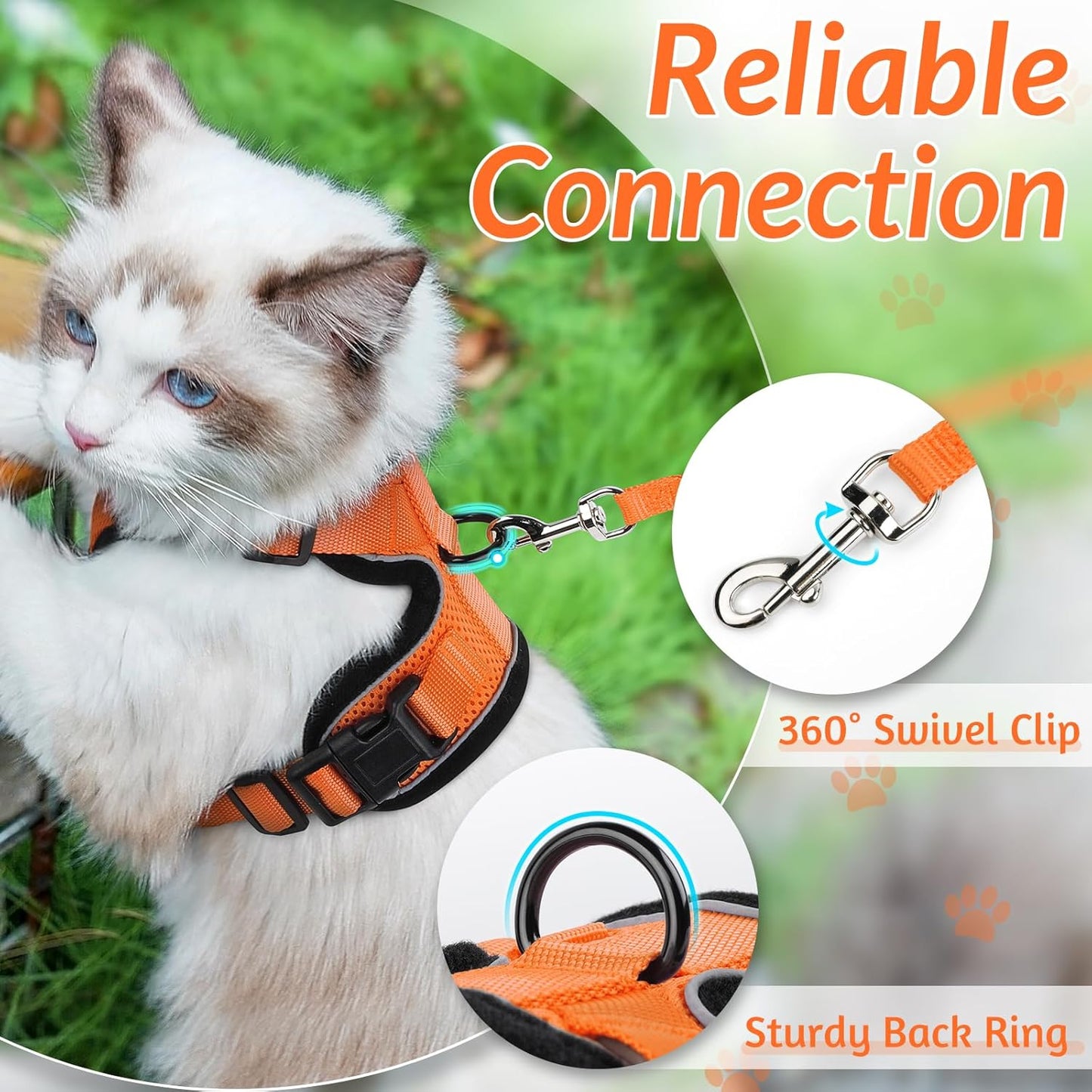 rabbitgoo Cat Harness and Leash for Walking, Escape Proof Soft Adjustable Vest Harnesses for Small Medium Cats, Easy Control Breathable Reflective Strips Jacket, XS, Black