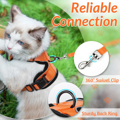 rabbitgoo Cat Harness and Leash for Walking, Escape Proof Soft Adjustable Vest Harnesses for Small Medium Cats, Easy Control Breathable Reflective Strips Jacket, XS, Black