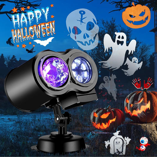 Brighter Christmas Decorations Projector Lights Outdoor, 2024 Upgraded Holiday Projectors with 19 HD Replaceable Slides (3D Ocean Wave & Patterns), Weather Proof Christmas Projector Light Show - PuriLite