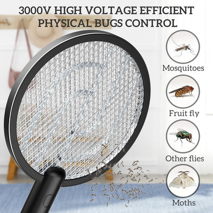 PALONE Bug Zapper Racket 3000V Electric Swatter 3 Layers Lamp Indoor Zapper Without Waving Hands for Kitchen, Home, Garden and Outdoors