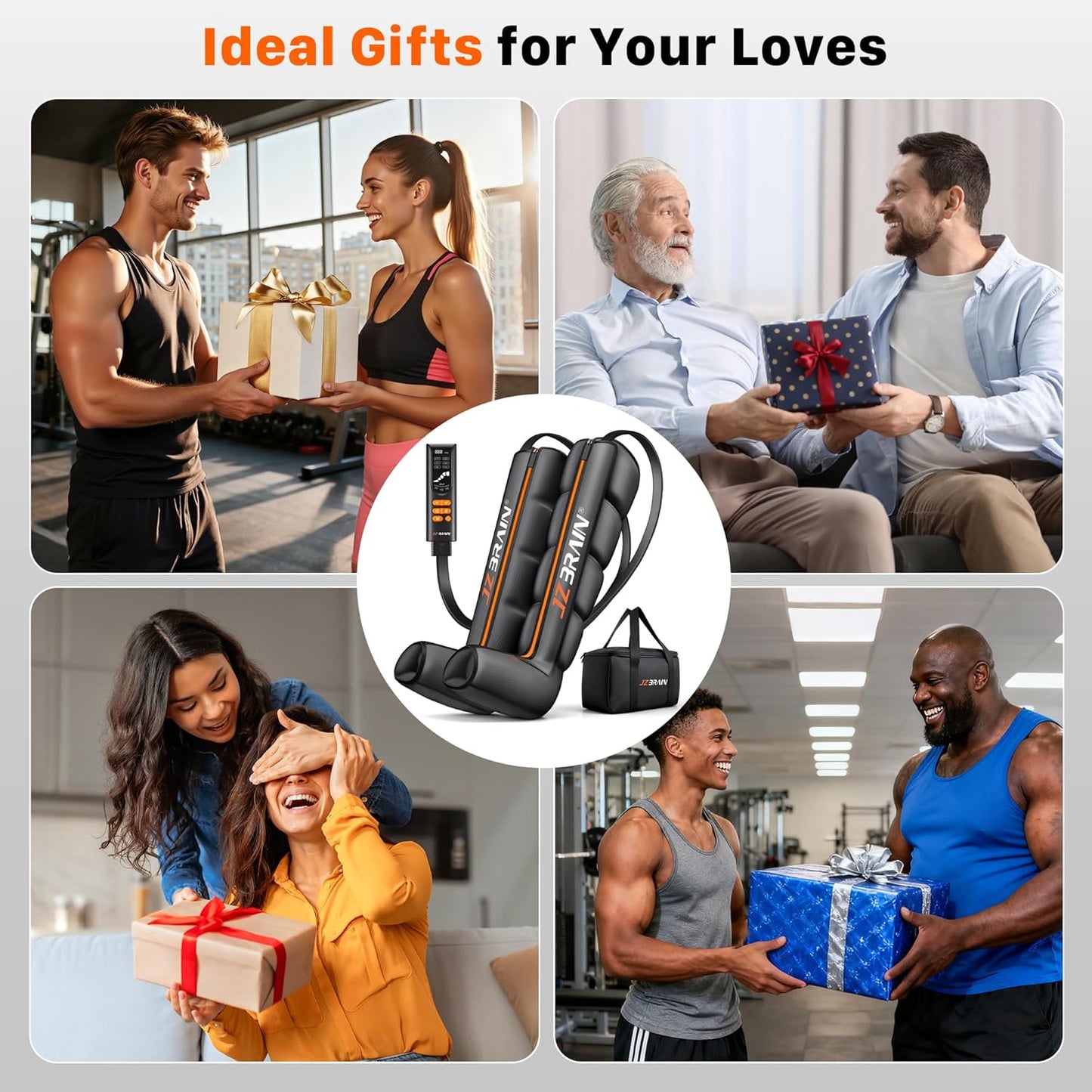 JZBRAIN Air Compression Leg Recovery Boots : Sequential Full Leg Massager for Swelling Relaxation, Circulation & Muscle Relief – 11 Intensities 6 Modes 3 Heat for Post-Workout Fast Recovery