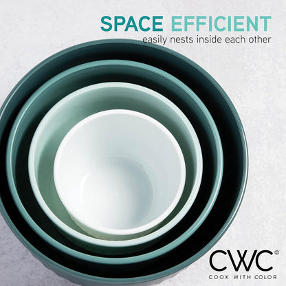 COOK WITH COLOR Prep Bowls with Lids- 8 Piece Nesting Plastic Small Mixing Bowl Set with Lids (Teal Ombre)