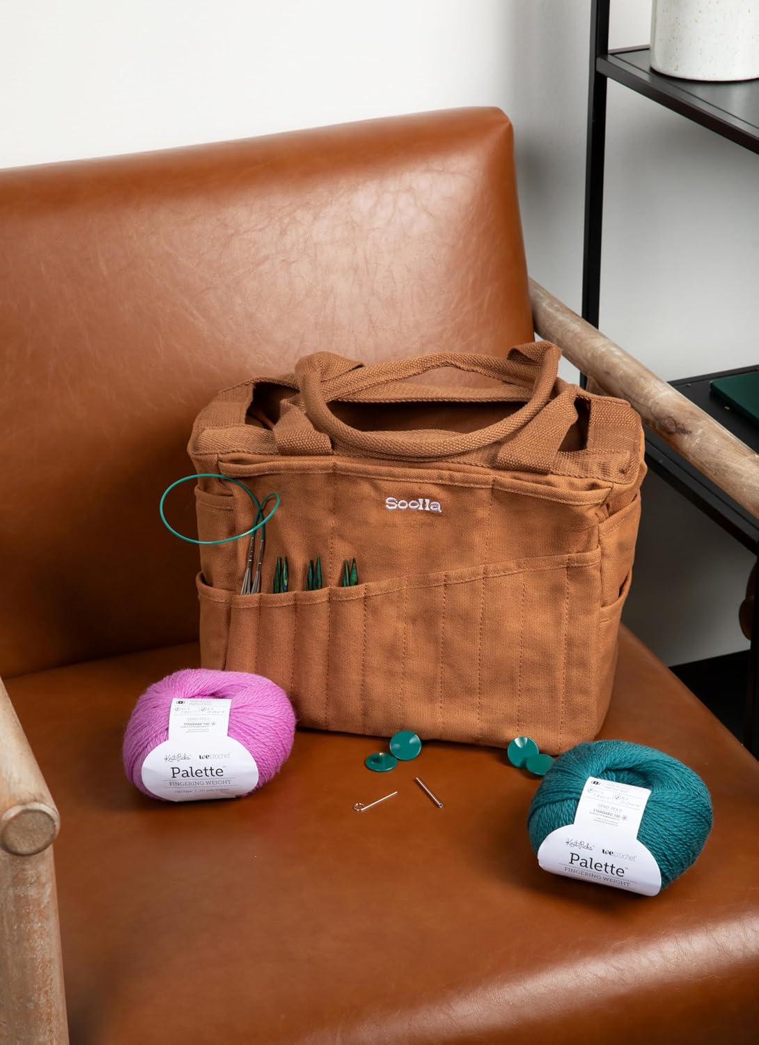 Soolla Studio Bag: Art Supply Storage Organizer & Pottery Tool Bag, Washable Tote, Yarn Bag, Crochet, 30 Pockets, 15+ Colors