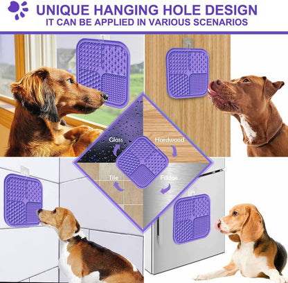 2 Pack Licking Mat for Dogs & Cats with Suction Cups, Dog Slow Feeder Lick Pat for Anxiety Relief, Dog Toys Feeding Mat for Butter Yogurt Peanut, Pets Bathing Grooming Training Mat