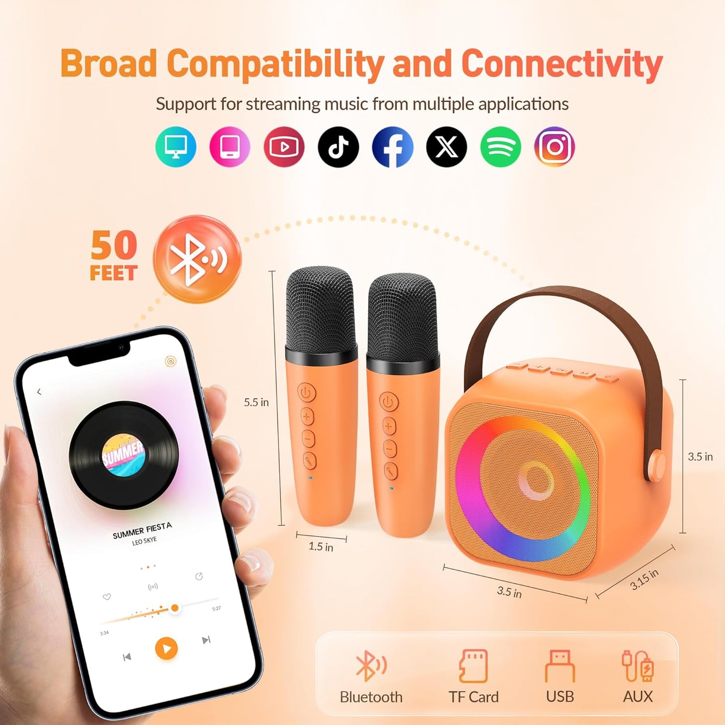 Karaoke Machine for Kids Adults, Portable Bluetooth Speaker with 2 Wireless Microphone, Gifts for Girls Boys Ages 4, 5, 6, 7, 8, 9, 10, 12+ Years Old Birthday Party Home (Purple)