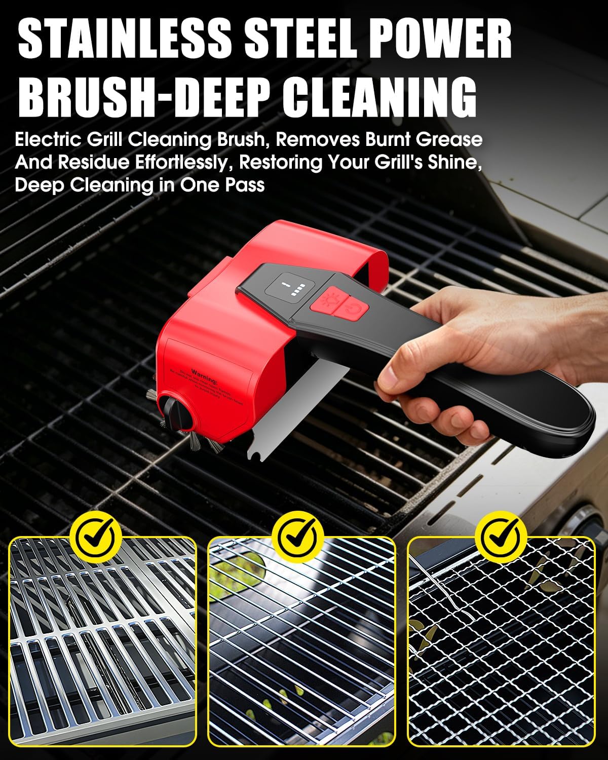 Electric BBQ Grill Brush,800RPM Automatic Grill Cleaner for Outdoor Grill with 2-Speed & 20kg Torque–Last 3.5H, LED Light for Night,No Bristle Drop Safe for Cast Iron Stainless,Gifts for Men Dad