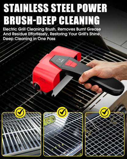 Electric BBQ Grill Brush,800RPM Automatic Grill Cleaner for Outdoor Grill with 2-Speed & 20kg Torque–Last 3.5H, LED Light for Night,No Bristle Drop Safe for Cast Iron Stainless,Gifts for Men Dad